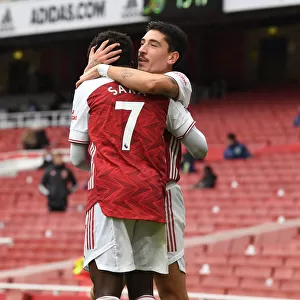Arsenal's Saka and Bellerin: Empty Net Celebration of First Goal vs Sheffield United (2020-21)