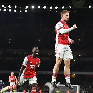 Arsenal's Smith Rowe and Saka: Celebrating a Premier League Double Strike Against West Ham