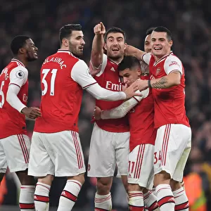Arsenal's Sokratis, Kolasinac, Xhaka, and Torreira Celebrate Goals Against Manchester United (January 2020)