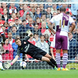 Arsenal's Szczesny Stops Benteke's Penalty in 2013-14 Arsenal v Aston Villa Premier League Clash