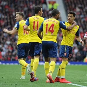 Arsenal's Theo Walcott and Alexis Sanchez Celebrate Goal Against Manchester United, Premier League 2014-15