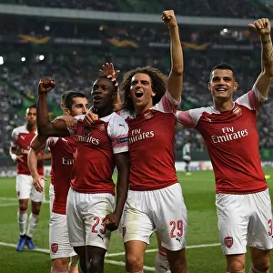 Arsenal's Triumph: Welbeck, Guendouzi, and Xhaka's Unforgettable Goal Celebration (vs. Sporting Lisbon, 2018)