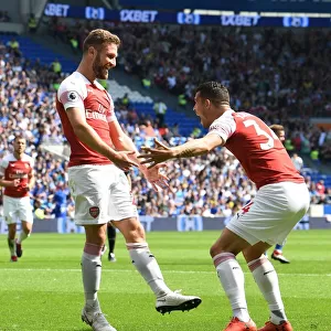 Arsenal's Unified Goal: Mustafi and Xhaka Celebrate at Cardiff City, 2018-19