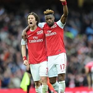 Arsenal's Unstoppable Duo: Rosicky and Song Celebrate Epic Victory over Manchester City (2011-12)