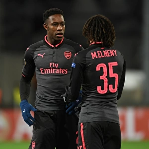 Arsenal's Welbeck and Elneny in Action against Ostersunds FK in Europa League
