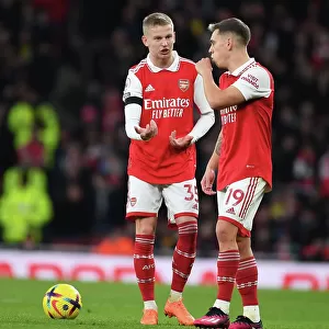 Arsenal's Zinchenko and Trossard Clash in Arsenal v Brentford Premier League Showdown