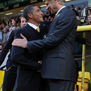 Arsene Wenger and Chris Hughton Before Norwich City vs Arsenal (2012-13)