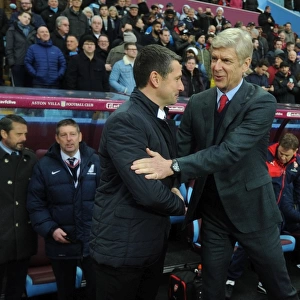 Arsene Wenger and Remi Garde's Pre-Match Handshake: Aston Villa vs. Arsenal, Premier League 2015-16