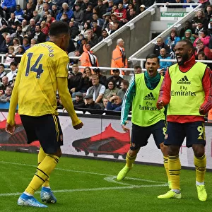 Aubameyang and Lacazette Celebrate Goal: Newcastle United vs. Arsenal FC, Premier League 2019-20