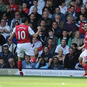 Benayoun and van Persie Celebrate Arsenal's First Goal Against West Bromwich Albion (2011-12)