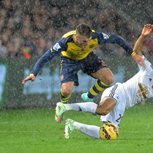 Calum Chambers Leaps Past Jefferson Montero: Swansea vs Arsenal, Premier League 2014-15