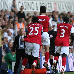 Celebrating Victory: Fabregas, Adebayor, Sagna, Wenger - Arsenal's Triumph Over Tottenham (15/9/07)