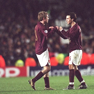 Cesc Fabregas and Alex Hleb (Arsenal) celebrates at the end of the match
