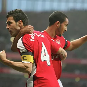 Cesc Fabregas celebrates the 1st Arsenal goal with