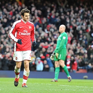 Cesc Fabregas limps away after scoring the 2nd Arsenal goal. Arsenal 3: 0 Aston Villa