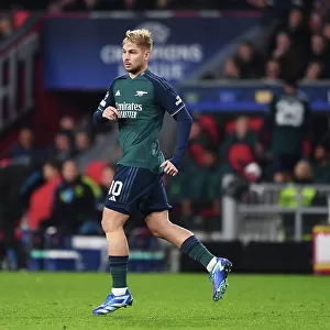 Champions League Group B: Emile Smith Rowe's Focused Gaze at PSV Eindhoven's Philips Stadion (2023-24)