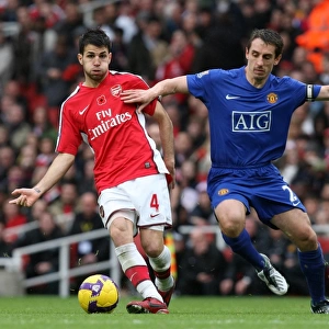 Clash of Stars: Fabregas vs. Neville in Arsenal's 2-1 Victory over Manchester United