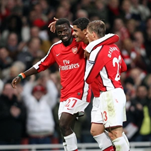 Denilson, Eboue, and Arshavin: Arsenal's Unforgettable Duo Goal Celebration in Champions League Victory (2:0 vs Standard Liege, 2009)