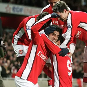 Eduardo celebrates scoring the 1st Arsenal goal with Carlos Vela