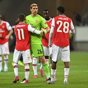Eintracht Frankfurt vs. Arsenal: Emi Martinez and Lucas Torreira Celebrate in UEFA Europa League Group F