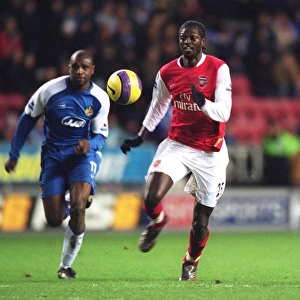 Emmanuel Adebayor breaks through to score Arsenals goal