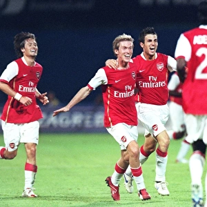 Fabregas and the Arsenal Dream Team: Celebrating van Persie's Goal against Dinamo Zagreb in the Champions League