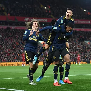 Five-Star Arsenal: Willock and Martinelli's Euphoric Goal Celebrations in Carabao Cup Triumph over Liverpool