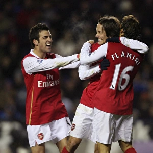 Flamini, Rosicky, and Fabregas: Celebrating Arsenal's First Goal in a 3-1 Win Against Reading (12/11/2007)