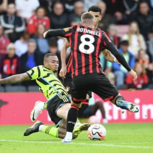 Gabriel Jesus Tackles Joe Rothwell: AFC Bournemouth vs. Arsenal FC, Premier League 2023-24