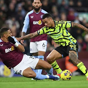 Gabriel Jesus vs Diego Carlos: Intense Battle at Villa Park - Aston Villa vs Arsenal FC, Premier League 2023-24