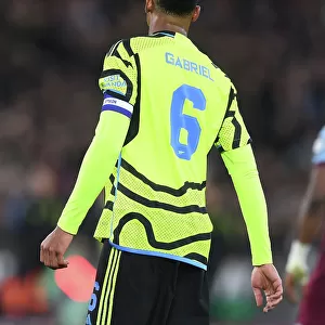 Gabriel Magalhaes Unwavering Concentration: Arsenal's Defender in Carabao Cup Battle against West Ham United (2023-24)