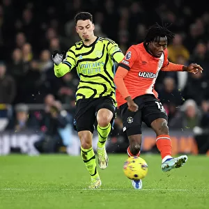 Gabriel Martinelli Closes In: Intense Moment as Luton Town's Issa Kabore is Pressured