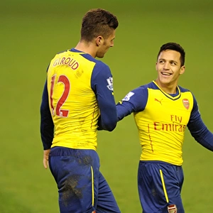 Giroud and Sanchez Celebrate Arsenal's Winning Goals Against Liverpool (2014/15)