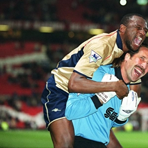 Glory Days: Vieira and Seaman Celebrate Arsenal's Championship Win at Old Trafford, 2002