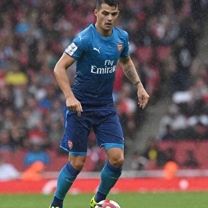 Granit Xhaka: Arsenal's Midfield Maestro in Action against SL Benfica, Emirates Cup 2017-18