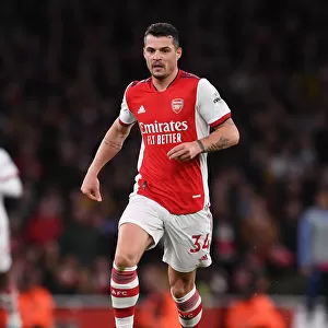 Granit Xhaka: Arsenal's Midfield Maestro in Action Against Leicester City, Premier League 2021-22