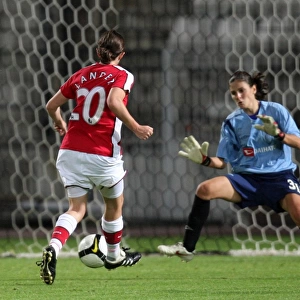 Helen Lander scores her 1st goal Arsenals 5th past Charalampidou