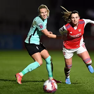 Intense Battle: Noelle Maritz vs. Emma Kullberg - Arsenal Women vs. Brighton Hove Albion Women, FA WSL Clash at Meadow Park