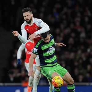 Intense Premier League Clash: Olivier Giroud Fouls by Jack Cork (Arsenal vs Swansea, 2015-16)