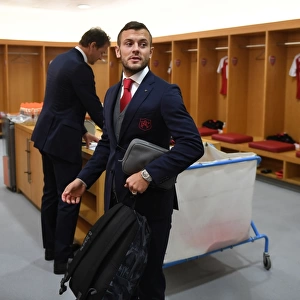 Jack Wilshere in Arsenal Changing Room Before Arsenal FC vs. 1. FC Koeln UEFA Europa League Match