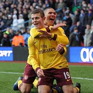 Jack Wilshere's Game-winning Goal Celebration with Kieran Gibbs: Arsenal's Triumph over Aston Villa (4-2)