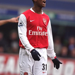Justin Hoyte Defending for Arsenal at Goodison Park: Everton vs Arsenal (1-0 to Everton), March 2007
