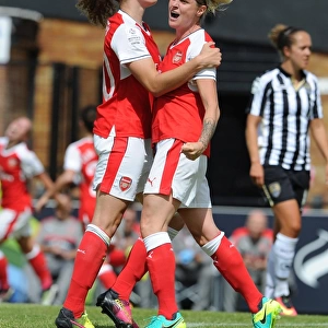 Kelly Smith and Dominique Janssen (Arsenal Ladies) celebrate the 2nd goal