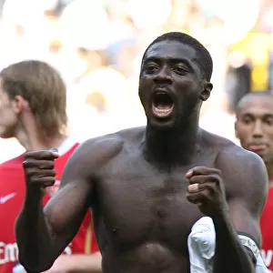 Kolo Toure celebrates the Arsenal victory after the match