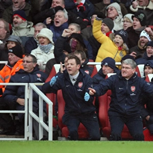 (L>R) Colin Lewin (Physio), Pat Rice (Assistant Manager) and Arsene Wenger