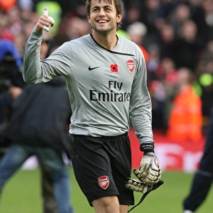Lucasz Fabianski celebrates the Arsenal victory