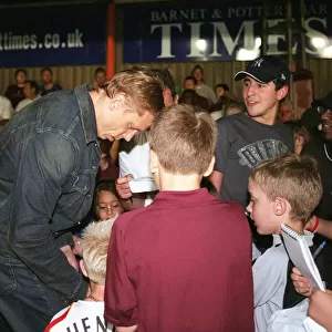 Mart Poom Arsenals new loan signing signs autographs for the fans