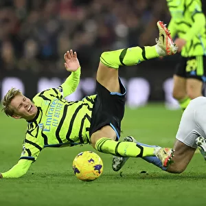 Martin Odegaard in Action: Arsenal's Midfield Maestro Shines Against Aston Villa in the Premier League 2023-24