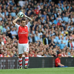 Mathieu Debuchy (Arsenal). Arsenal 2: 2 Manchester City. Barclays Premier League. Emirates Stadium