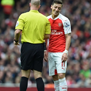 Mesut Ozil Argues with Referee during Arsenal vs. Watford, Premier League 2015-16